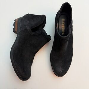 Sorel Women's Lolla Cut-Out Booties in Black Suede, Size 8